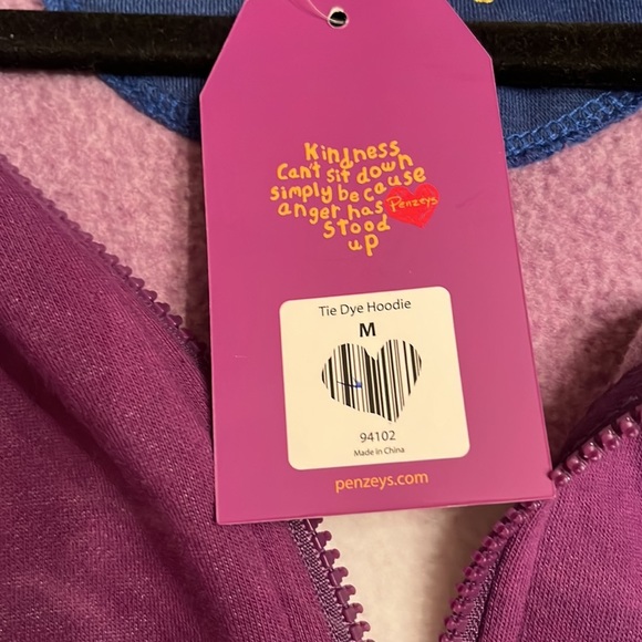 Penzy’s Spices Kindness Zippered Hoodie Size Medium in Purple NWT Tie Dyed - Picture 7 of 8